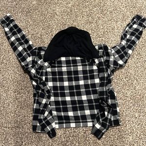 flannel button up hoodie